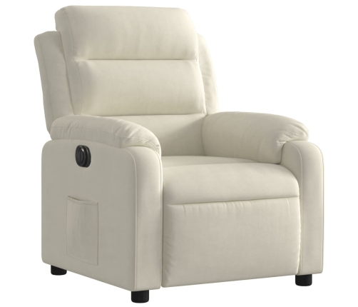 Sillón reclinable eléctrico de terciopelo blanco crema