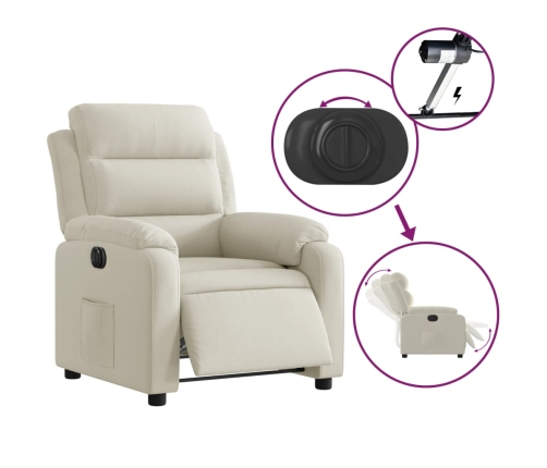 Sillón reclinable eléctrico de terciopelo blanco crema