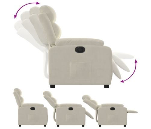 Sillón reclinable eléctrico de terciopelo blanco crema