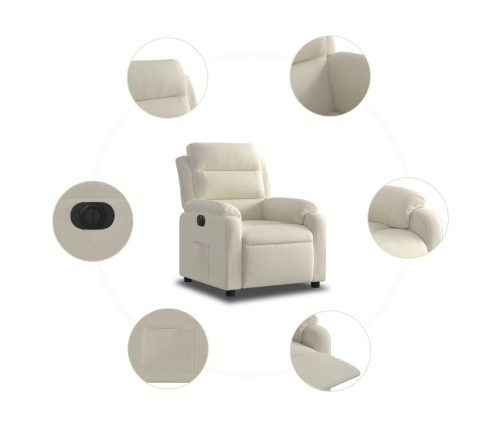 Sillón reclinable eléctrico de terciopelo blanco crema