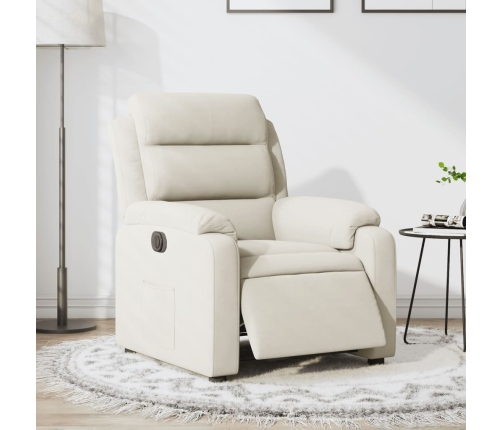 Sillón reclinable eléctrico de terciopelo blanco crema