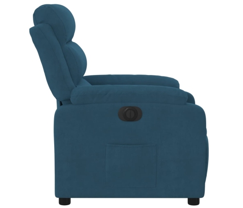 Sillón reclinable eléctrico terciopelo azul