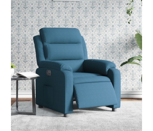 Sillón reclinable eléctrico terciopelo azul