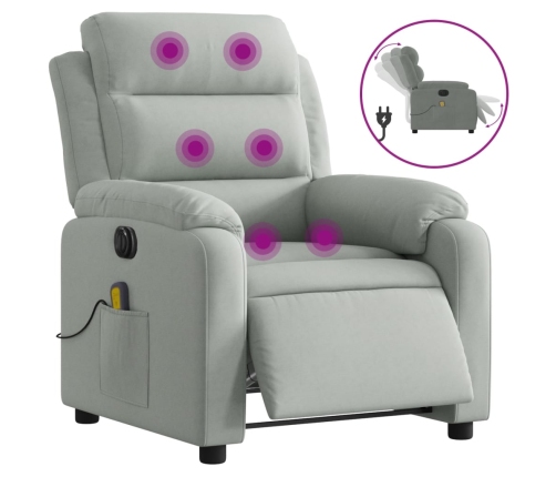 Sillón reclinable de masaje eléctrico terciopelo gris claro