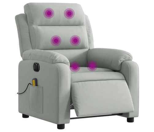 Sillón reclinable de masaje eléctrico terciopelo gris claro