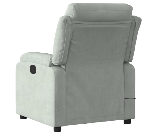 Sillón reclinable de masaje eléctrico terciopelo gris claro