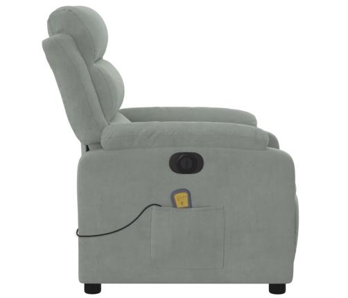 Sillón reclinable de masaje eléctrico terciopelo gris claro