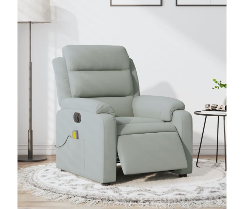 Sillón reclinable de masaje eléctrico terciopelo gris claro