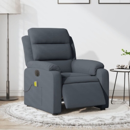 Sillón reclinable de masaje eléctrico terciopelo gris oscuro