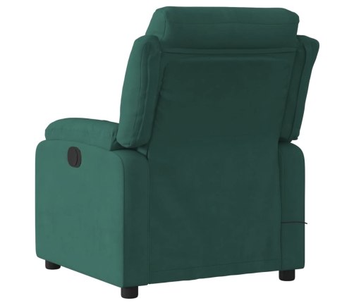 Sillón reclinable de masaje eléctrico terciopelo verde oscuro