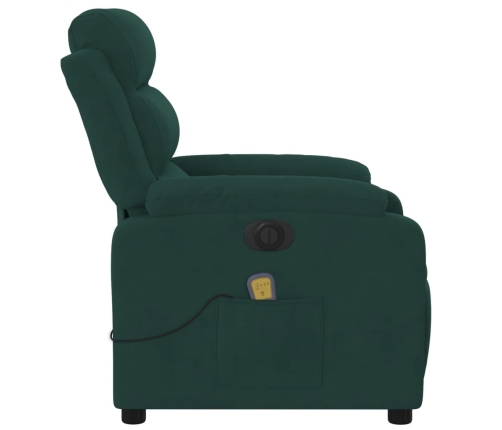 Sillón reclinable de masaje eléctrico terciopelo verde oscuro