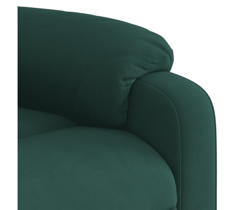 Sillón reclinable de masaje eléctrico terciopelo verde oscuro