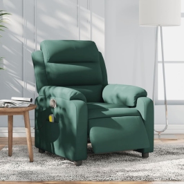 Sillón reclinable de masaje eléctrico terciopelo verde oscuro