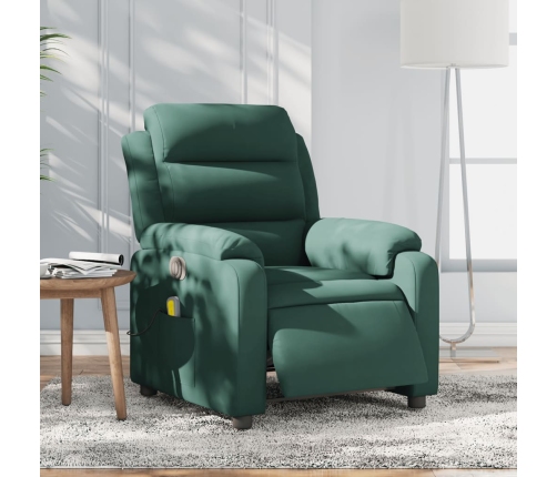 Sillón reclinable de masaje eléctrico terciopelo verde oscuro