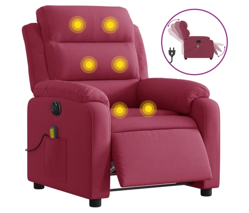 Sillón reclinable de masaje eléctrico terciopelo rojo tinto