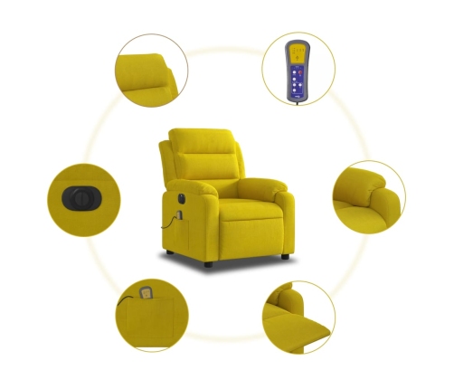 Sillón reclinable de masaje eléctrico terciopelo amarillo