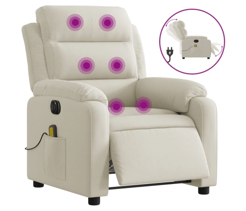 Sillón reclinable de masaje eléctrico terciopelo color crema