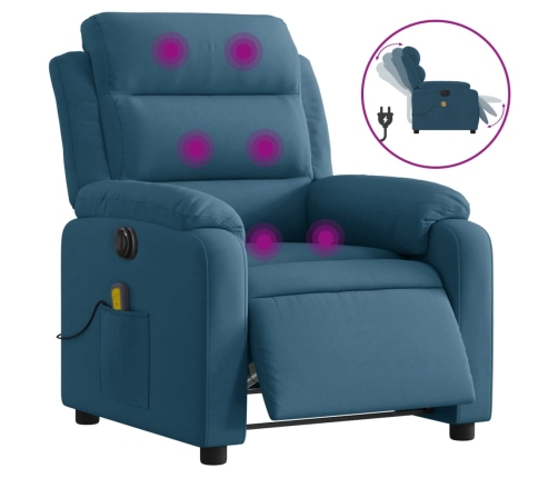 Sillón reclinable de masaje eléctrico terciopelo azul