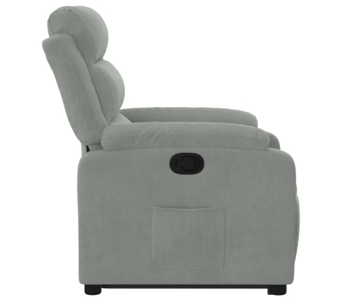 Sillón reclinable elevable terciopelo gris claro