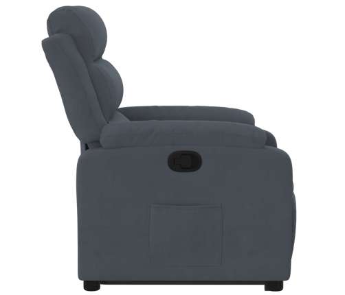 Sillón reclinable elevable terciopelo gris oscuro