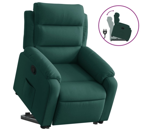 Sillón reclinable elevable terciopelo verde oscuro