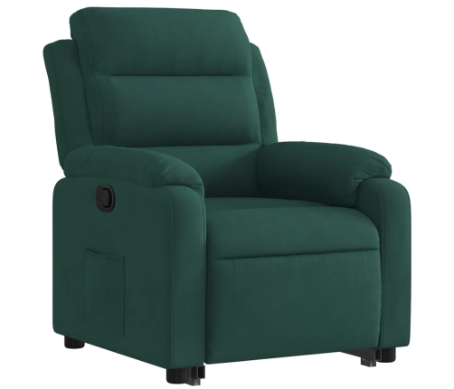 Sillón reclinable elevable terciopelo verde oscuro