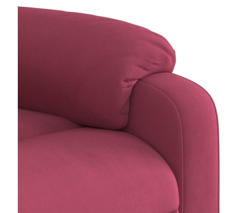 Sillón reclinable elevable terciopelo rojo tinto