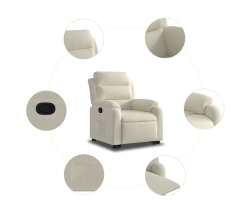 Sillón reclinable elevable terciopelo crema