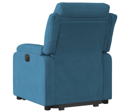 Sillón reclinable elevable de terciopelo azul