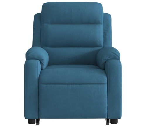 Sillón reclinable elevable de terciopelo azul