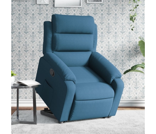 Sillón reclinable elevable de terciopelo azul