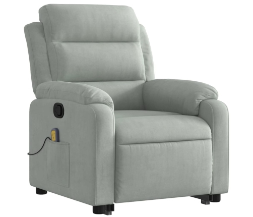 Sillón reclinable de masaje elevable terciopelo gris claro