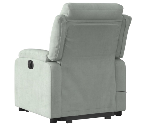 Sillón reclinable de masaje elevable terciopelo gris claro