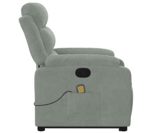 Sillón reclinable de masaje elevable terciopelo gris claro