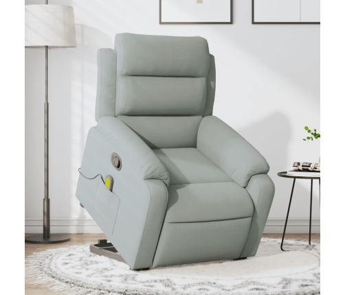 Sillón reclinable de masaje elevable terciopelo gris claro