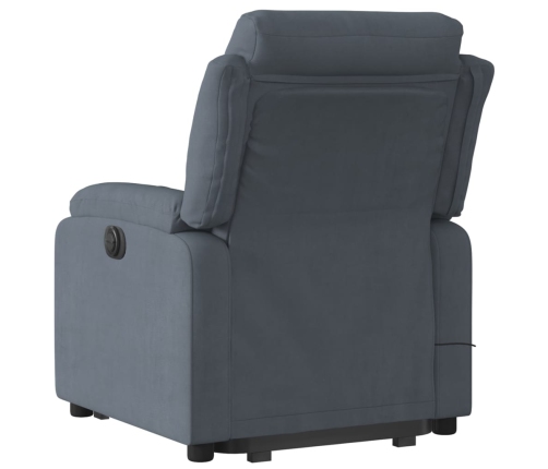 Sillón reclinable de masaje elevable terciopelo gris oscuro