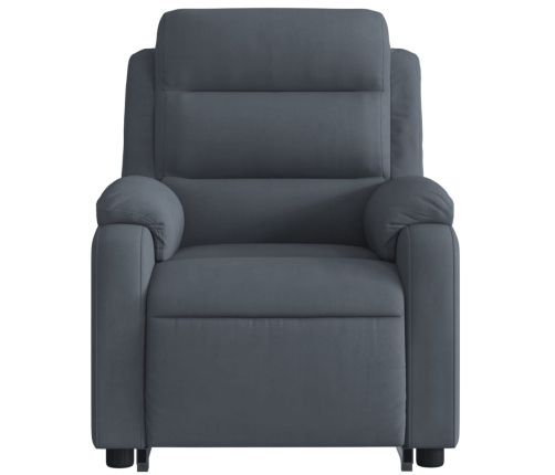 Sillón reclinable de masaje elevable terciopelo gris oscuro