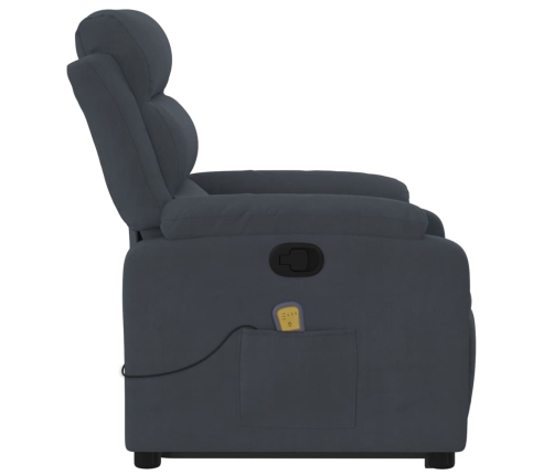 Sillón reclinable de masaje elevable terciopelo gris oscuro