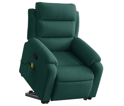 Sillón reclinable de masaje elevable terciopelo verde oscuro