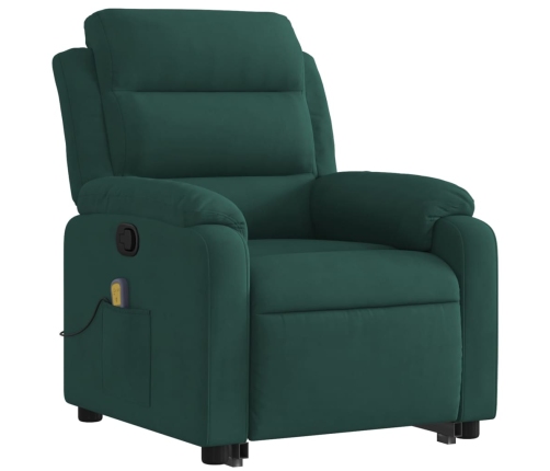 Sillón reclinable de masaje elevable terciopelo verde oscuro