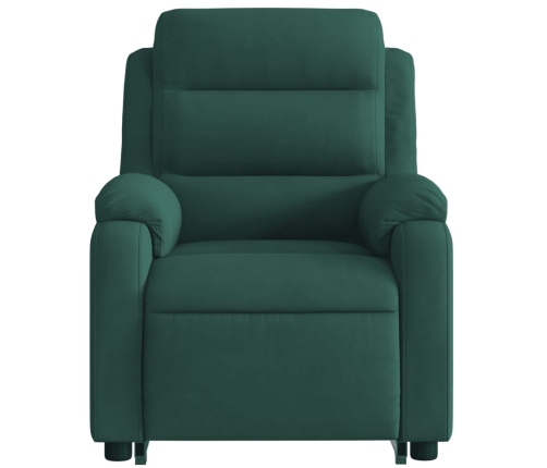 Sillón reclinable de masaje elevable terciopelo verde oscuro