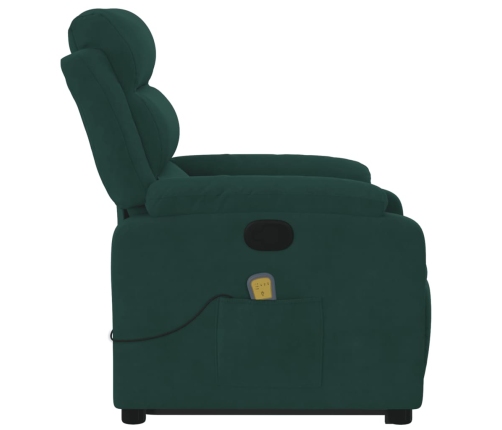 Sillón reclinable de masaje elevable terciopelo verde oscuro