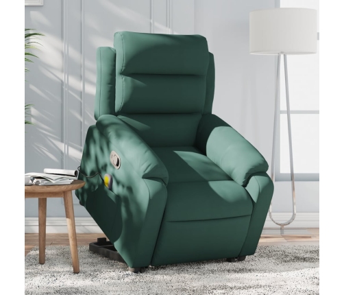 Sillón reclinable de masaje elevable terciopelo verde oscuro