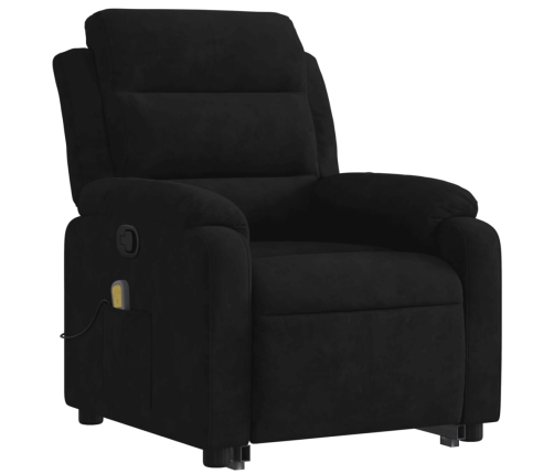 Sillón reclinable de masaje elevable terciopelo negro