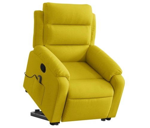 Sillón reclinable de masaje elevable terciopelo amarillo