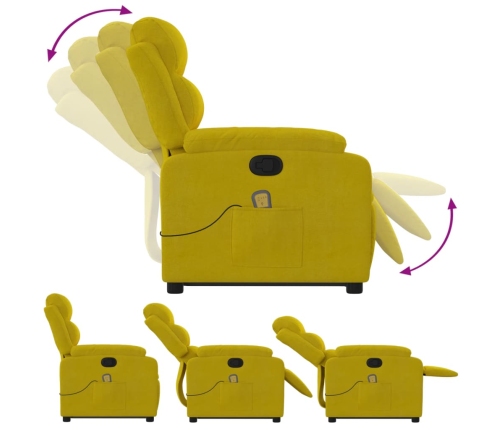 Sillón reclinable de masaje elevable terciopelo amarillo