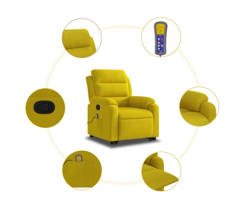 Sillón reclinable de masaje elevable terciopelo amarillo