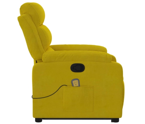 Sillón reclinable de masaje elevable terciopelo amarillo