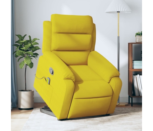 Sillón reclinable de masaje elevable terciopelo amarillo