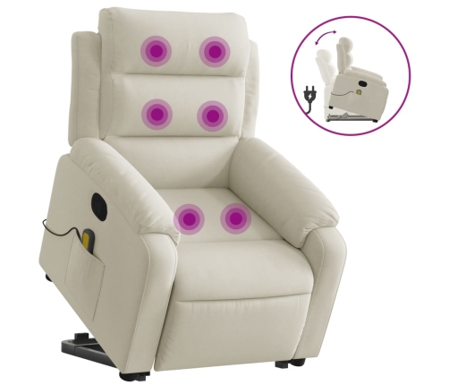 Sillón reclinable de masaje elevable terciopelo crema